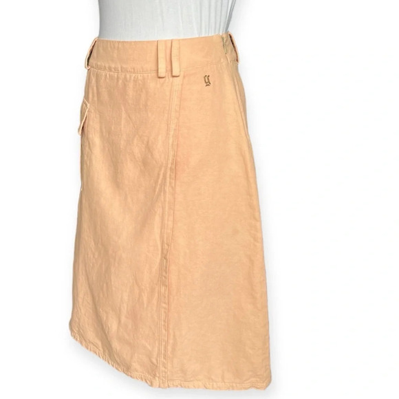 Galliano Peach Vintage Skirt Cotton & linen blend.  Size 26 - Picture 2 of 9